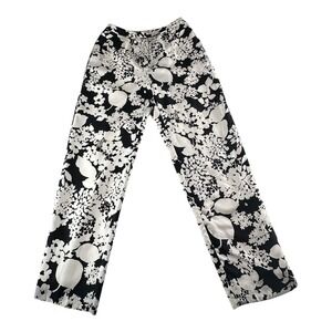 Alfani Womens 100% Silk‎ Floral Pocket Black/White Lined Petite Pants Size 8P